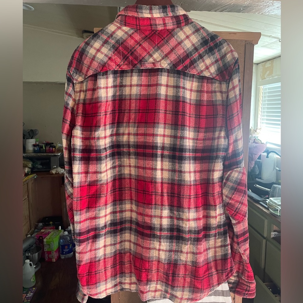 Vintage Red and Black Super Dry Plaid Flannel Shirt XL - Picture 2 of 4